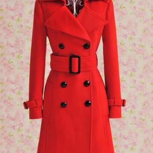 Red Jacket Wool Jacket Fashion Doub..