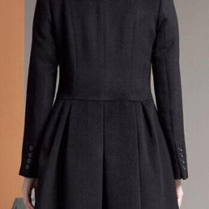 Gray/Black Wool Coat Wool Jacket Wo..