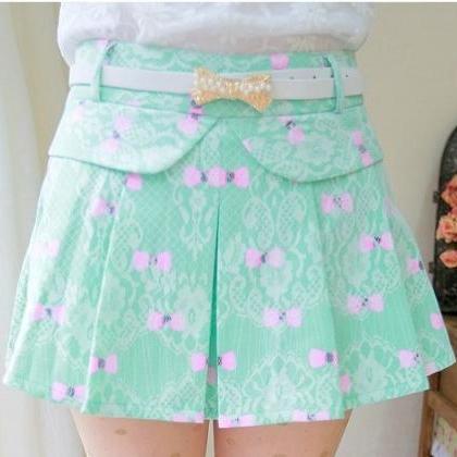 Bow Pattern Lace Skirt (with Belt )..