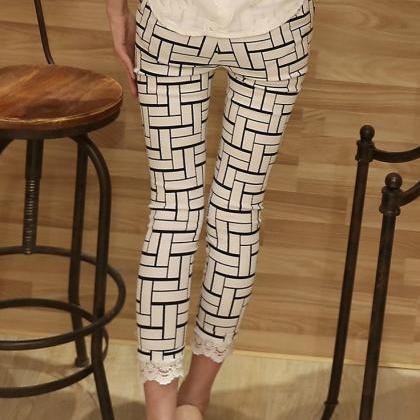 Fashion Lace Plaid Pants