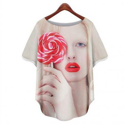 Rose Print Chiffon Shirt T-shirt ED..
