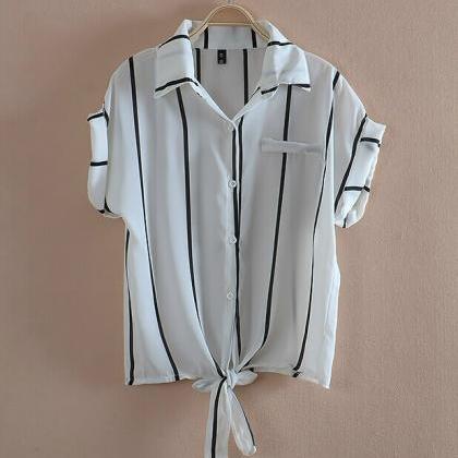 Striped Shirt Chiffon Shirt Ht625bj