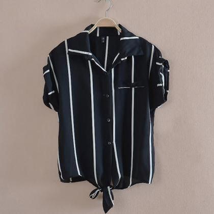 Striped Shirt Chiffon Shirt Ht625bj