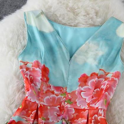 Floral Stitching Sleeveless Dress G..