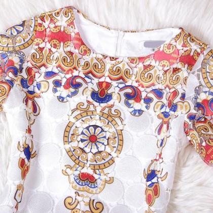 Retro Embroidery Patterns Dress
