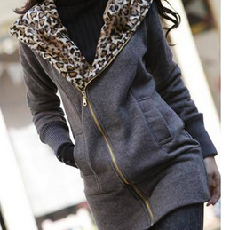 Casual Long-sleeved Hooded Leopard ..