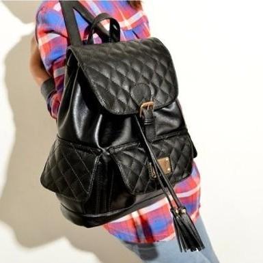 Black Plaid Design Backpack