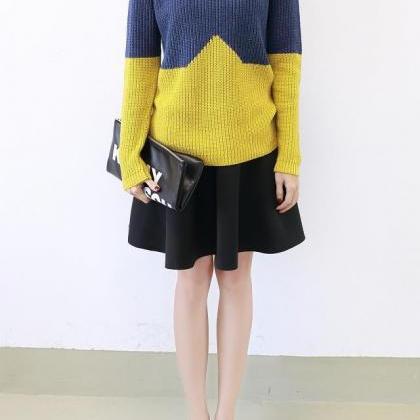 New Autumn 2014 Woman's Sweater European-Style Fashion Contast Color