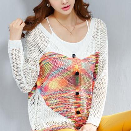 Long-sleeved Knit Cardigan Sweater
