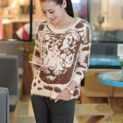 Wool Sweater Tiger Sweater Knitted Sweaters..