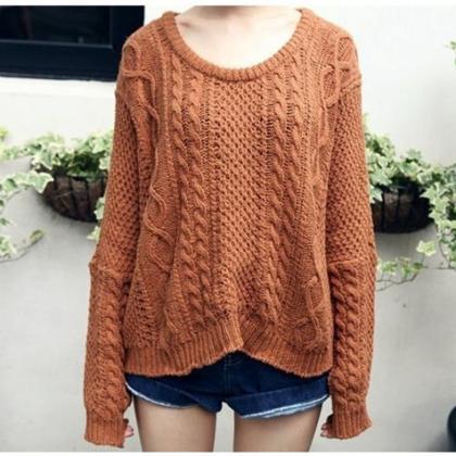 Woman'S Braid Rond Neck Sweater