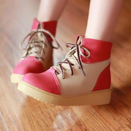 Spell Color Flat Boots With Thick S..