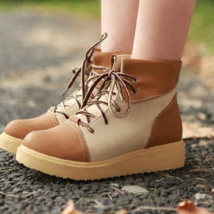 Spell Color Flat Boots With Thick S..