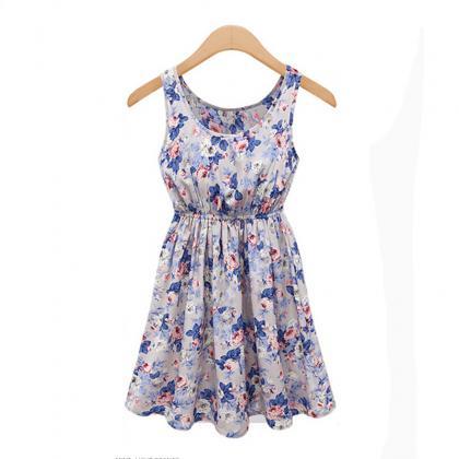 Floral Printed Tie Waist Dress With..