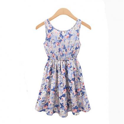 Floral Printed Tie Waist Dress With..