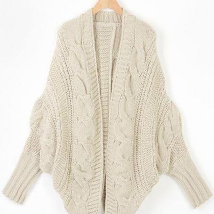 Beige New Lady Loose Warm Sweater C..