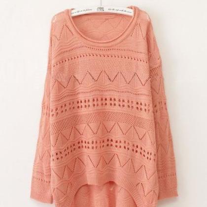 Pink Geometric Eyelet Embellished K..