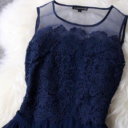 Sexy high quality Dark Blue Lace Dr..