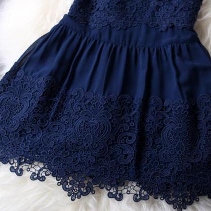 Sexy high quality Dark Blue Lace Dr..