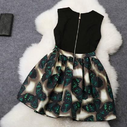 sexy Butterfly Printed Round Neck S..