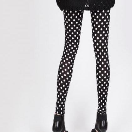 fashion Cute Black Polka dots Leggi..