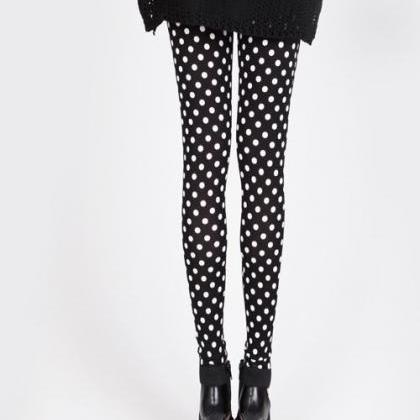 fashion Cute Black Polka dots Leggi..