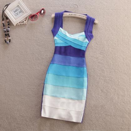 Sexy Slim Striped Dress Fashion Sex..