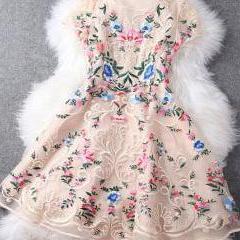 2015 Summer Lace V-neck Sleeveless Chiffon Dress