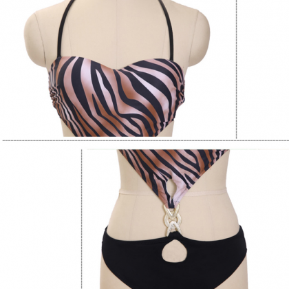 Fashion Black Stripes With Breast P..