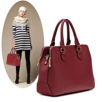 Faux Leather Structured Tote Bag wi..