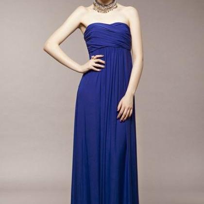 2015 Blue Strapless Pleated Chiffon Dress For..