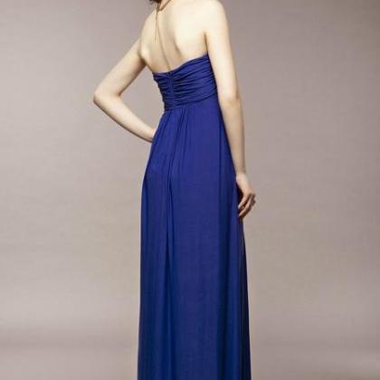 2015 Blue Strapless Pleated Chiffon Dress For..