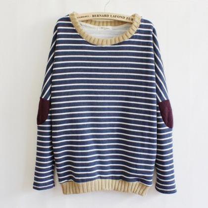 Fashion Striped Patch Sweater For Women