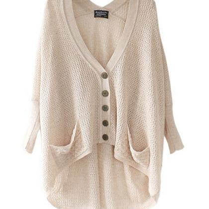 Lazy Loose Bat Hollow Sweater For Women
