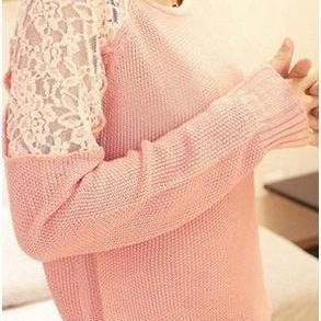 Sexy Lace Hollow Comfortable Crew Neck Sweater..