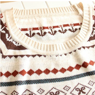 Argyle Geometric Flower Pattern Sweater For Women