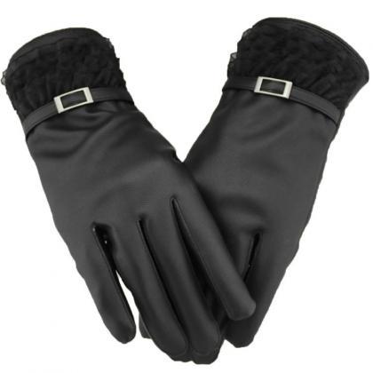 Women Casual Pu/wool Gloves For 2015 Winter