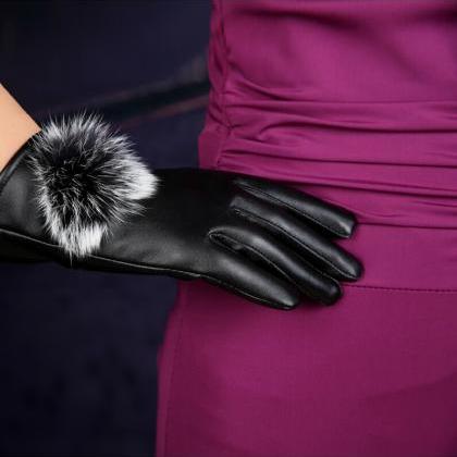2015 winter Pu leather gloves for w..
