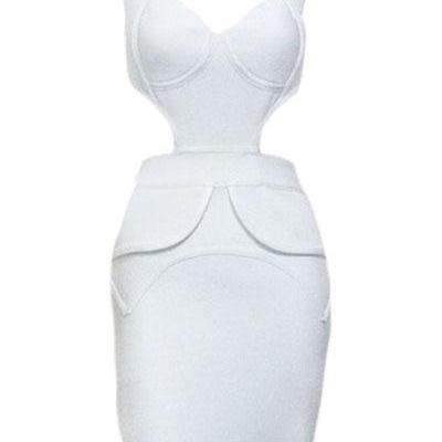 Sexy White Body Con Midi Dress