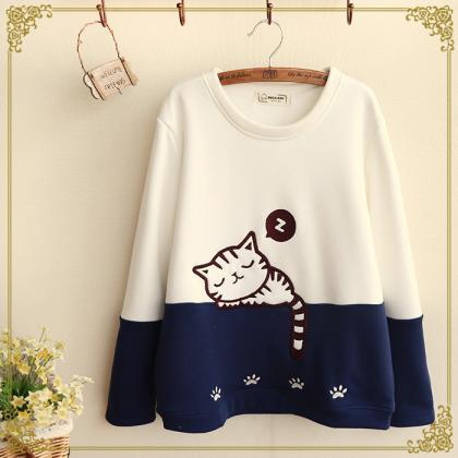 Cute Sleeping Cat Sweater