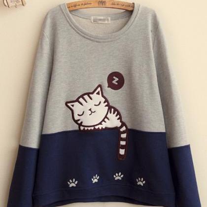 Cute Sleeping Cat Sweater
