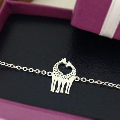 small Two Giraffes In Love Bracelet..