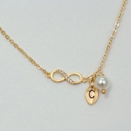 Gold Infinity Bracelet Initial Bracelet Tiny Gold..