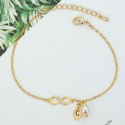 Gold Infinity Bracelet Initial Brac..