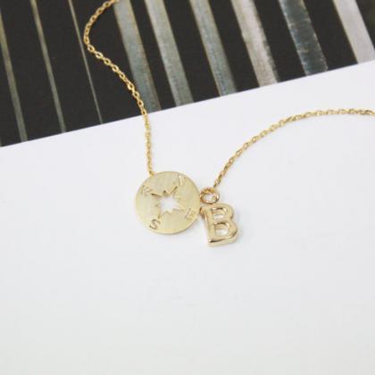 Personalized Compass Necklace Gold ..