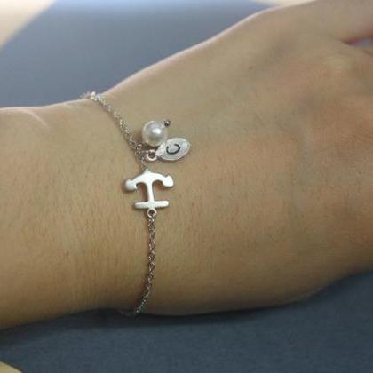 Anchor Bracelet Friendship Gift Friend Initial..