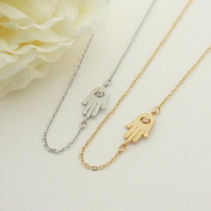 Hamsa Hand Necklace Offset To The S..