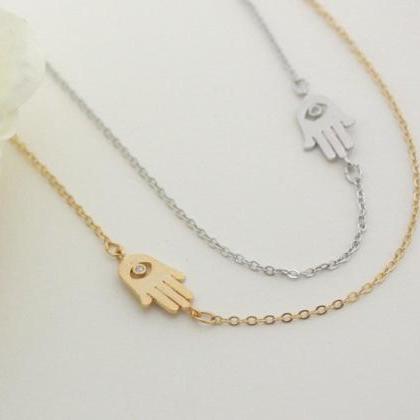 Hamsa Hand Necklace Offset To The S..