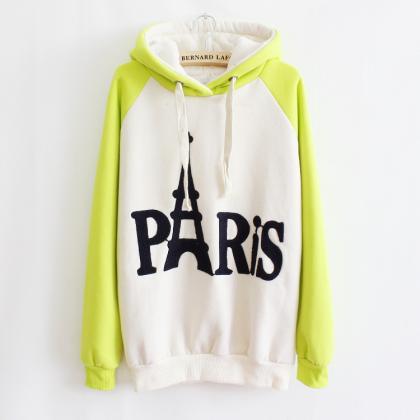 Fashion Paris Tower Letter Hoodie Sweatshirt