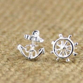 2015 Sterling Silver Anchor Earring Stud